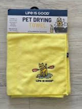 Life Is Good -Yellow Rocket the Dog Pet Drying MICROFIBER Towel!
